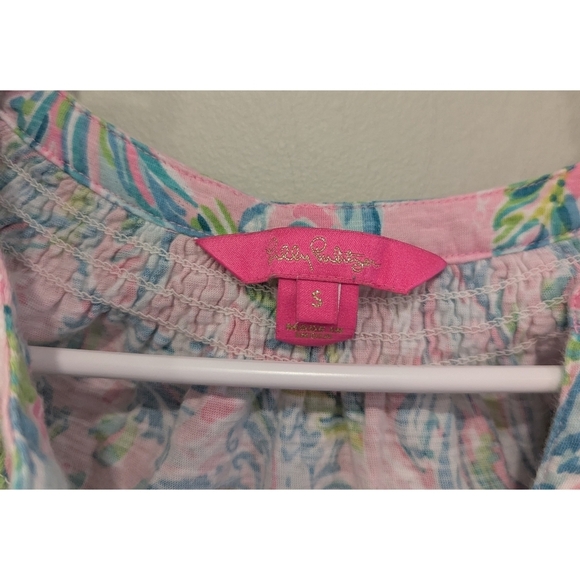 Lilly Pulitzer Essie Cotton Tank Top In Pink And Green Size Small - Picture 2 of 5
